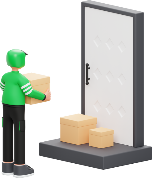 Courier Delivery Package to The Doorstep 3D Character Illustration